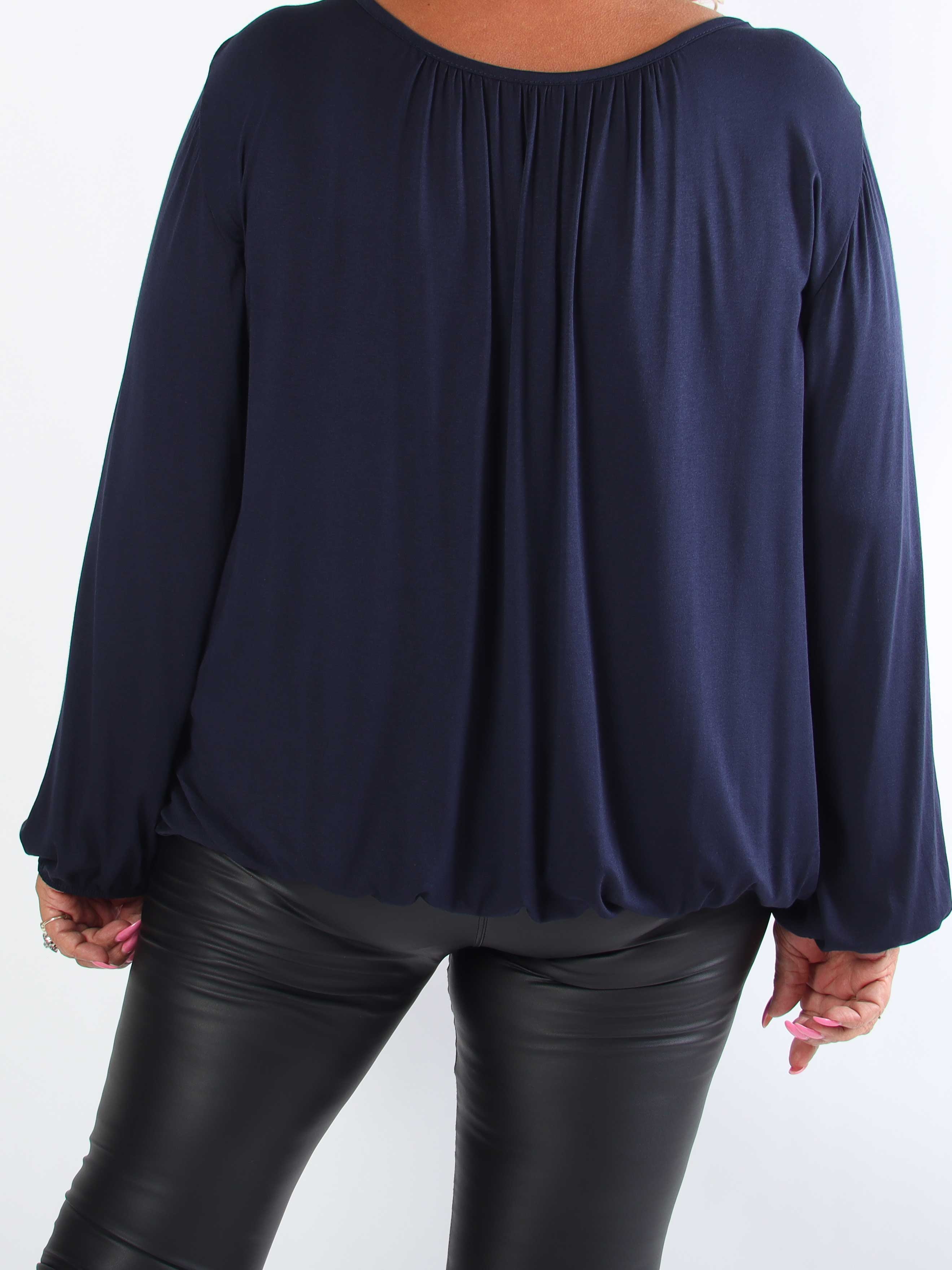 Miracle L/S - Skønneste basis plus size bluse med elastik for enden